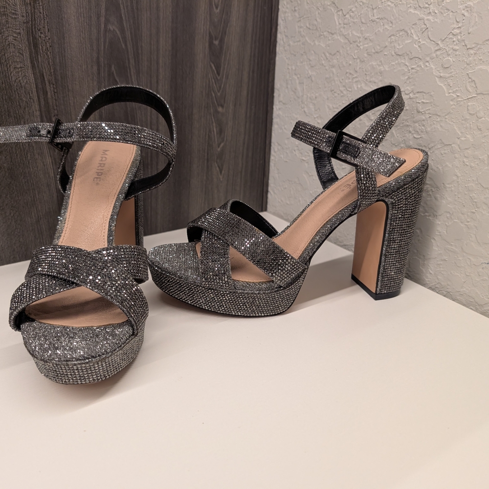 Harper Women's Silver Glitter Heels